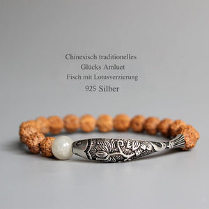 Rudraksha mit chinesischem Glücks Amulet - Armband - LAMIVA.de